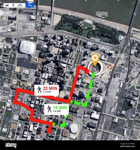 Satellite Map Direction And Location Pin With Travel Information And