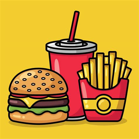 Fast Food Burger Fries And Drink 16283897 Vector Art At Vecteezy