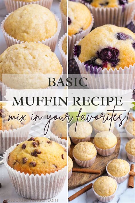 Blueberry Muffins With Text Overlay That Reads Basic Muffin Recipe Mix