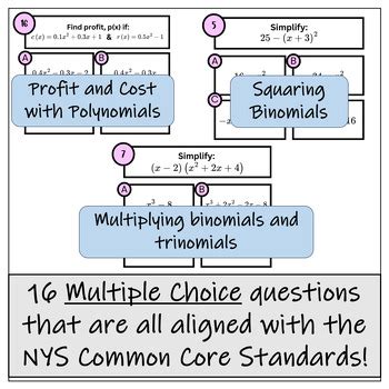 Algebra Polynomial Operations Unit Bundle Printables Digital