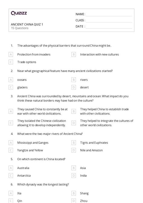 Ponad Dynastia Han Arkuszy Roboczych Dla Klasa W Quizizz Darmowe