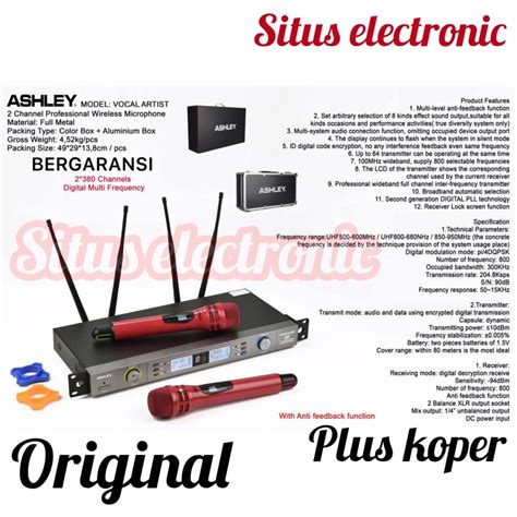 Jual Mic Wireless Ashley Vocal Artis Original Multi Channel 4 Antena