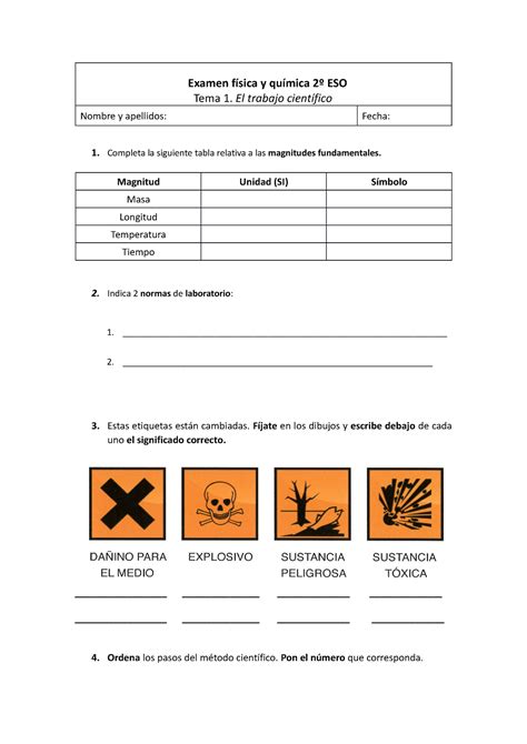 Examen adaptado Fy Q Libro Aljibe Tema 1 Examen física y química 2º