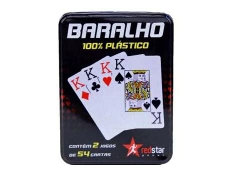 Baralho Plastico Dois Jogos Na Lata 54 Cartas Naipe Grande O Melhor