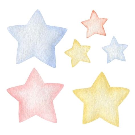 Four Watercolor Stars On A White Background