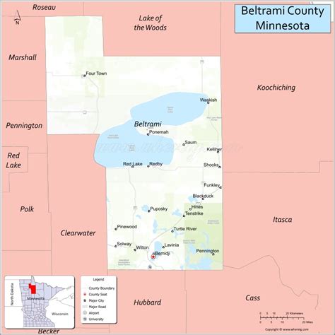 Beltrami County Map Minnesota Where Is Located Cities Population