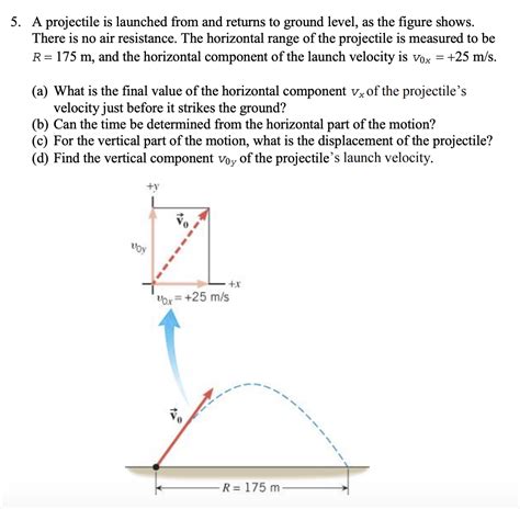 Solved 5 A Projectile Is Launched From And Returns To Chegg