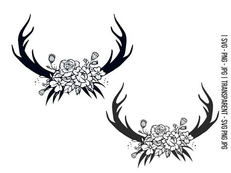 Antlers Svg Deer Antlers Silhouette Elk Antlers Clipart Reindeer Antlers Cut File Deer