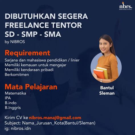 Lowongan Kerja Freelance Tentor Di NIBROS LokerJogja ID