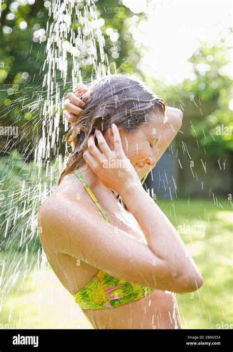 Woman Bikini Shower Hi Res Stock Photography And Images Alamy