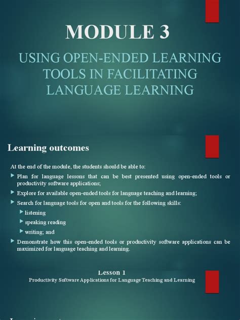 Using Open Ended Learning Tools In Facilitating Language Learning Pdf