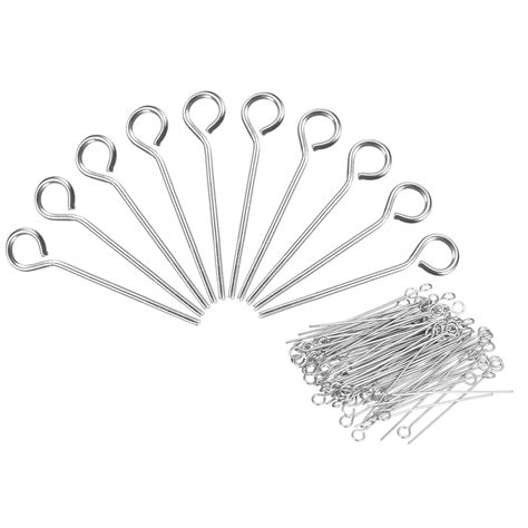 304 Stainless Steel Jewelry Eye Pins 200pcs 15mm 22 Gauge Silver Open