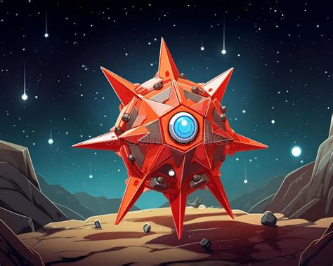 An Illustration Of A Red Star With A Blue Eye Stock Illustration