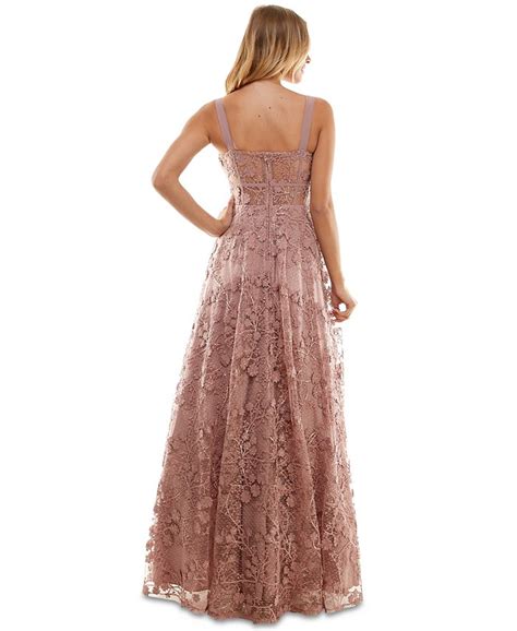 Say Yes To The Prom Juniors Floral Embroidered Mesh Gown Created For