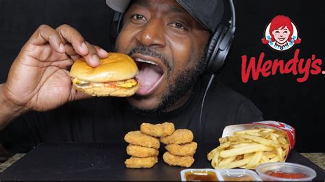 ASMR WENDYS BACONATOR FRENCH FRIES CHICKEN NUGGETS MUKBANG NO