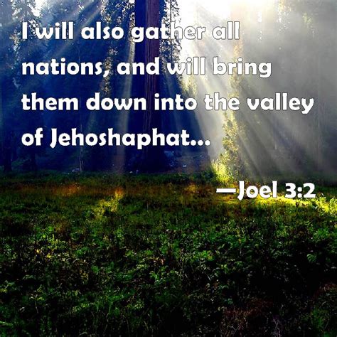 Joel 3:2 I will also gather all nations, and will bring them down into the valley of Jehoshaphat ...