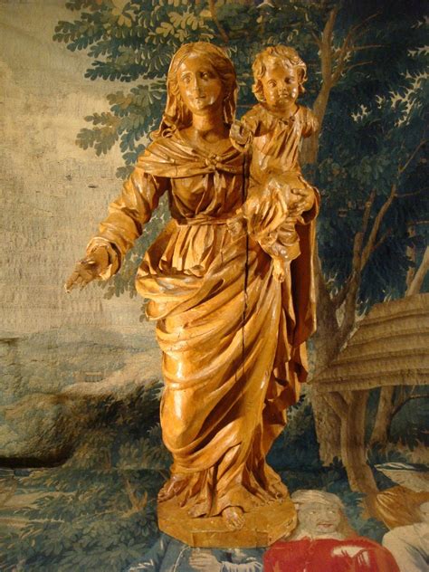 Proantic Vierge A Lenfant En Bois Sculpte Epoque XVIII ème