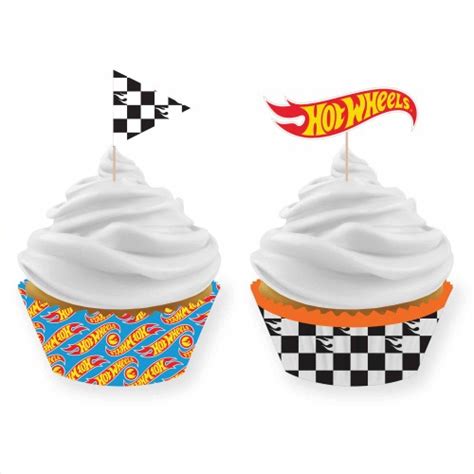 Hot Wheels Cupcake And Picks Set 48 Pieces Kids Themed Party Supplies
