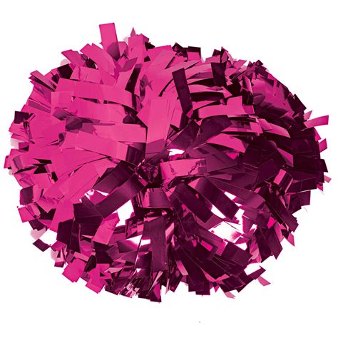 6 Metallic Hot Pink Baton Handle Show Poms