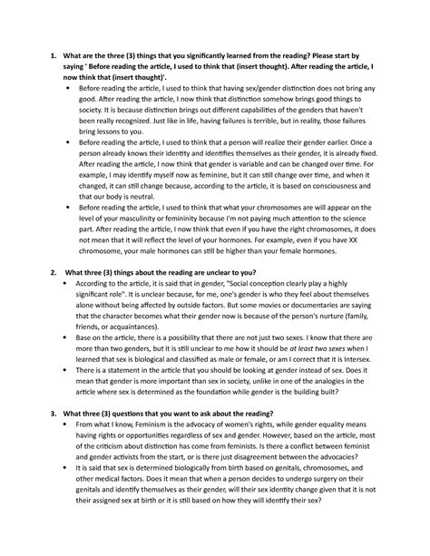 Mrr Reading Do We Need A Sex Gender Distinction Reading Do We Need