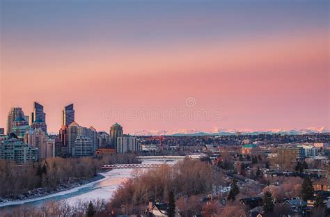 Sunrise Over Downtown Calgary and Mountains Stock Image - Image of nature, alberta: 239735667