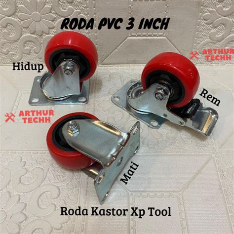 Jual Roda Pvc Inch Mati Hidup Rem Roda Kastor Troli Wheel Gerobak