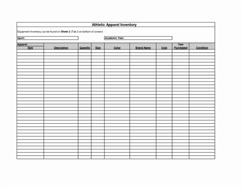 Medical Supply Inventory List Template