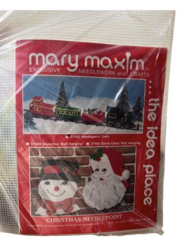 Vtg Mary Maxim Plastic Canvas Kit Needlepoint Train Christmas Ebay