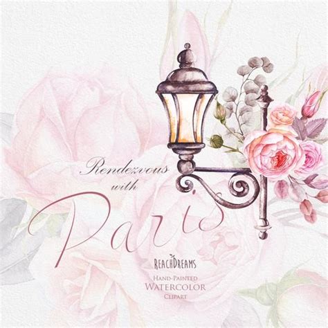 Paris Watercolor Clipart France Eiffel Tower France Roses Etsy Uk