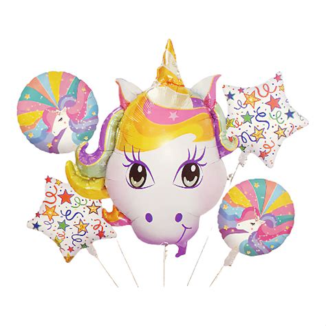 Set Baloane Folie Cu Unicorn Si Stelute Partybaloane