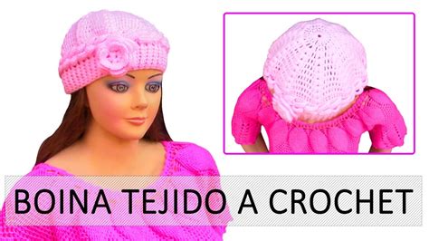 Boina A Crochet Con Flor Fácil De Tejer En Punto Olitas Y Relieves Paso