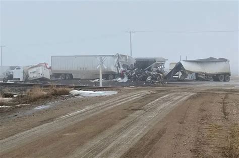 Semi Driver Hospitalized After 10 Vehicle Crash Near Rouleau 650 Ckom