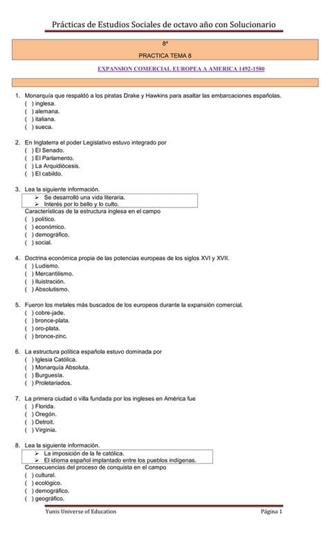 Practica Tema Expansion Comercial Europea A America Pdf