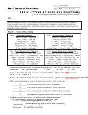 Chem 10 1 POGIL Types Of Reactions Pdf 10 Chemical Reactions POGIL