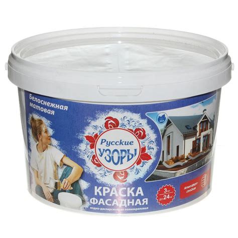 Краска Русские узоры фасадная Быстросохнущая, Матовое покрытие, белый ...