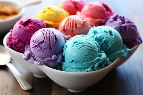 Premium Photo Rainbow Sherbet Scoop In Dish