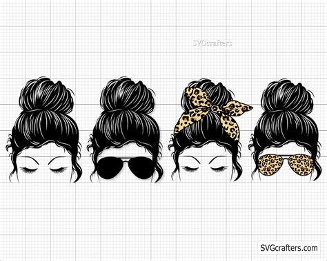 Messy Bun Svg Bundle Girl With Lashes Svg Mom Life Svg Etsy