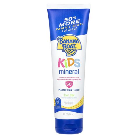 Banana Boat Kids Mineral Based Sunscreen Lotion Spf 50 9 Fl Oz 266 Ml