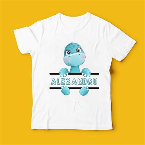 Tricou Cu Dinozaur Pentru Baie Ei Personalizat Model Uniq Gift Ro