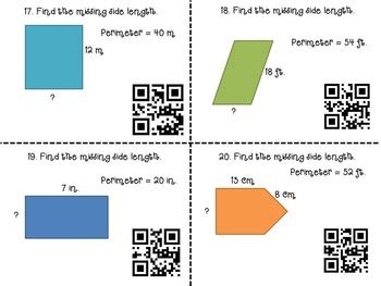 Perimeter Task Card Center Activity With Self Checking QR Codes TPT