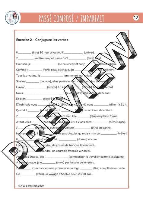 Pack Passé Composé Imparfait Pdf Mp4 A Cup Of French