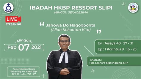 Hkbp Ressort Slipi Ibadah Minggu Sexagesima Februari Youtube