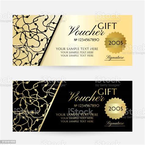 Gold Scribbles T Vouchers Template Collection Stock Illustration