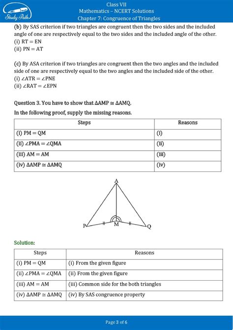 Ncert Solutions For Class 7 Maths Chapter 7 Congruence Of Triangles