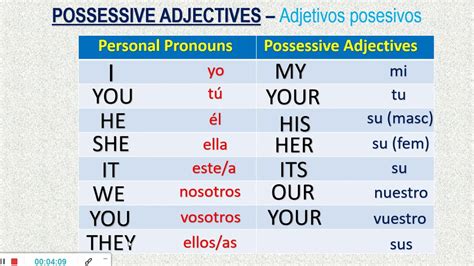 Possessive Adjectives Adjetivos Posesivos Explicaci N B Sica Youtube