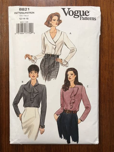 Vogue Pattern 8821 EASY Loose Fitting Ruffle Blouse Pattern 3 Etsy