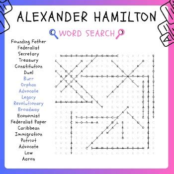 Alexander Hamilton Word Search Puzzle Worksheet Activity Morning Work