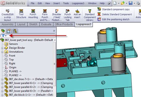 Filtering The Featuremanager Design Tree Accurate Die Design Software