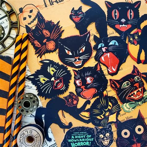 Vintage Black Cats Halloween High Quality Laser Reproductions Etsy