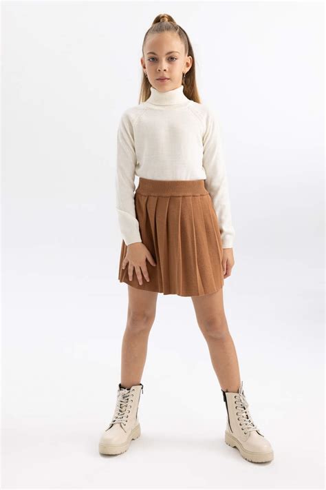 Brown Girls Teens Girl Pleated Skirt Defacto